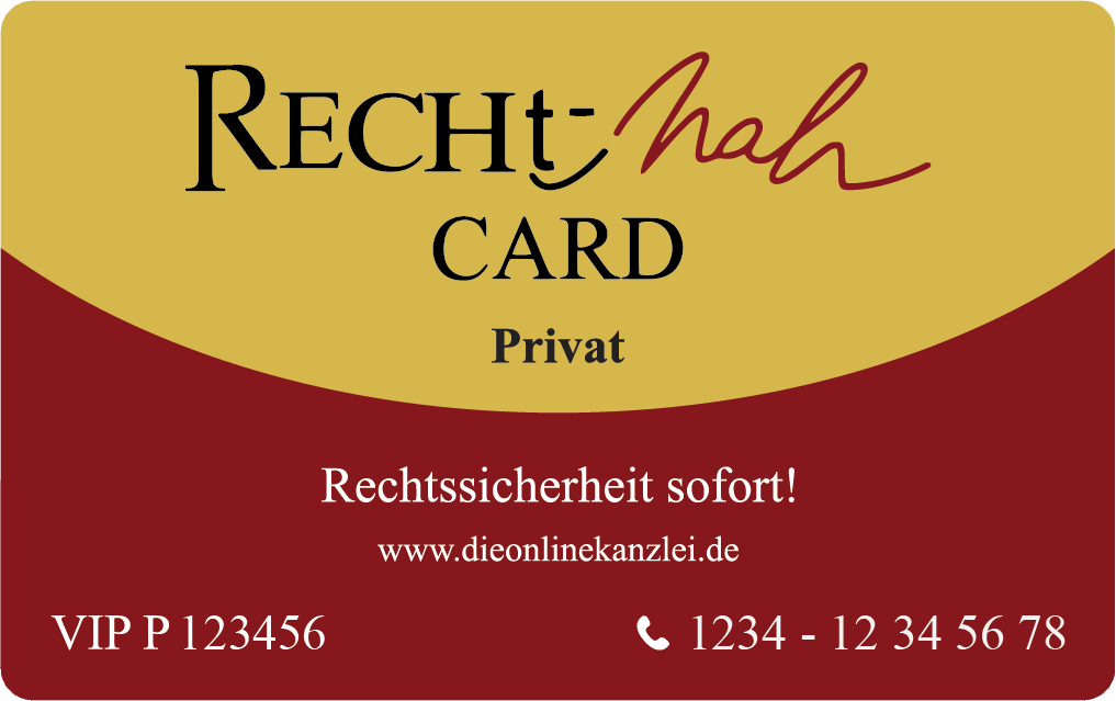 RECHT-nah Card Privat. Stressfreie Online Scheidung